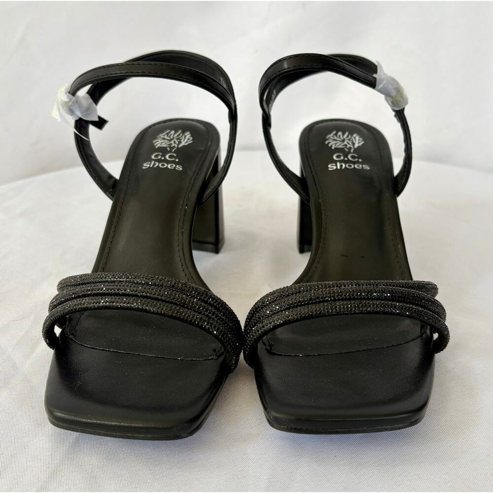 GC Shoes Women's Tyra Embellished Block Heel Dress Sandals Size 9.5 Black NWT - Picture 2 of 4